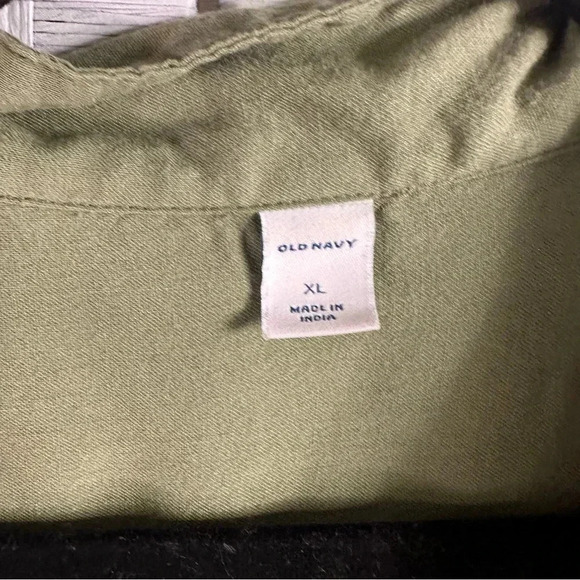 OLD NAVY Button Down Shirt Dress Olive Green casual, grunge cotton with pockets - Picture 4 of 10
